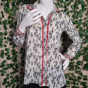 Vicolo Women's Italian Design Graphic Elegant Chic Button-Down Blouse